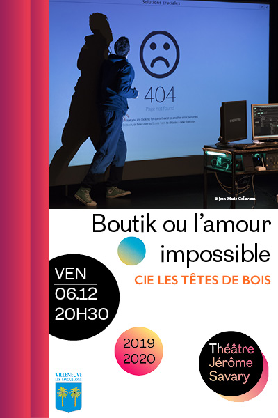 Affiche de la pièce "Boutik ou l'Amour Impossible"