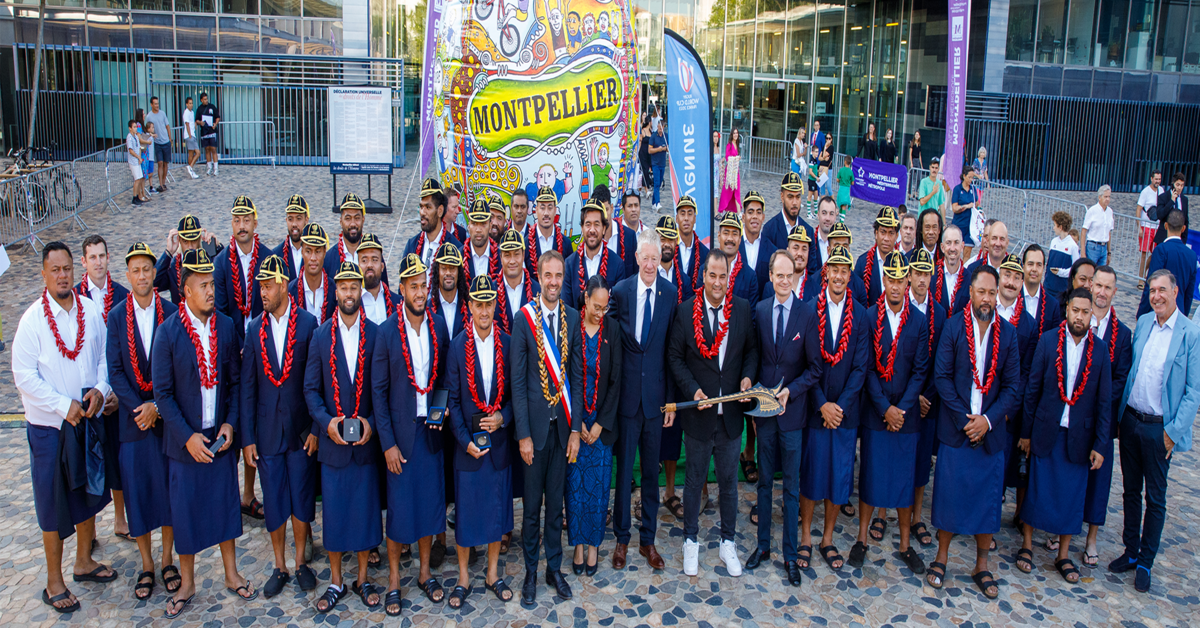 Copa del Mundo de Rugby 2023: Ceremonia de bienvenida organizada en el ayuntamiento en honor al manu de Samoa
